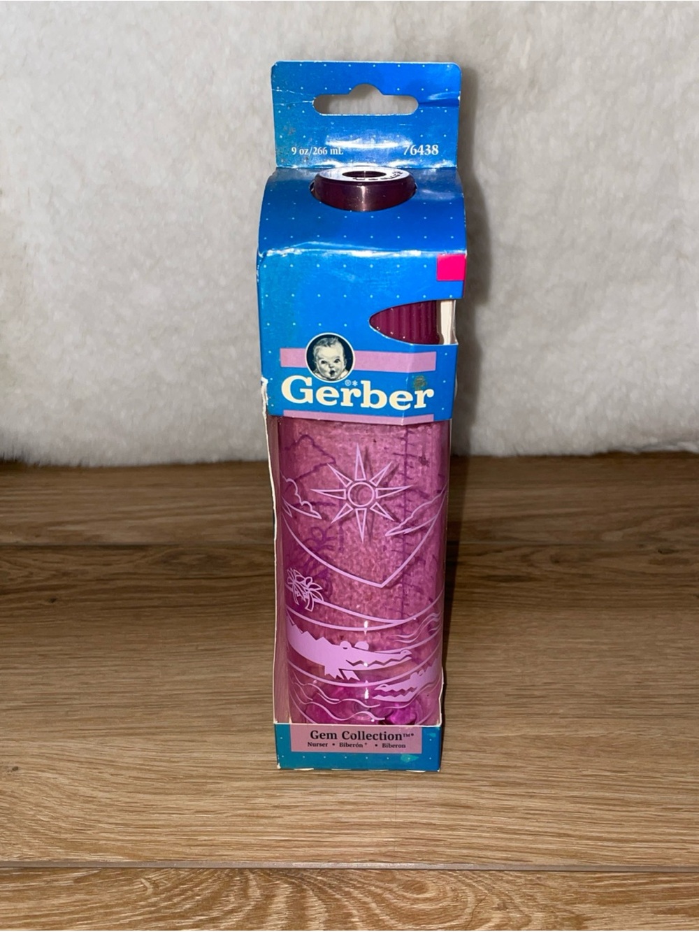 Vintage Gerber Purple Gem Collection Baby Bottle 9oz NOS